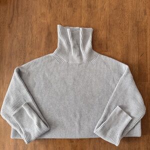 J.Crew Cotton Cashmere Blend Turtleneck, Gray, Size L